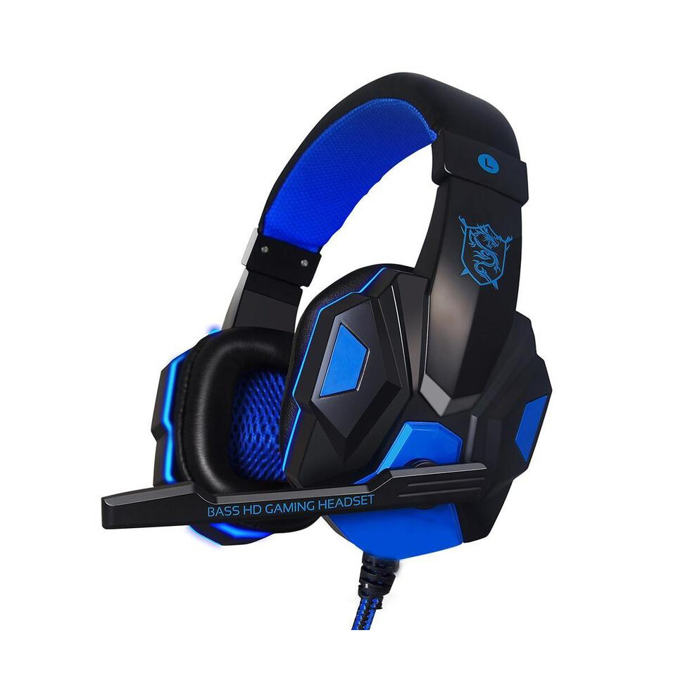 ( No Light) Gaming Headset Headphone Deep Bass Stereo Wired Gaming Headset For Ps4 Phone Blue/Light 9319708998580