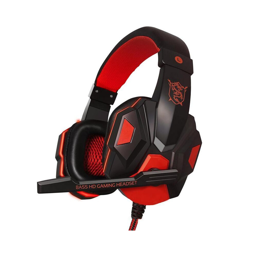 ( No Light) Gaming Headset Headphone Deep Bass Stereo Wi Gaming Headset For Ps4 Phone Red/Light 9319708998559
