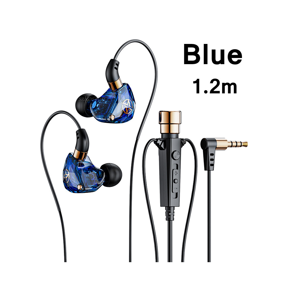 (Kt-02Blue 1.2M)Hifi Wired Headphones With Microphone Noise Canceling Dynamic Earphones 9319708997972