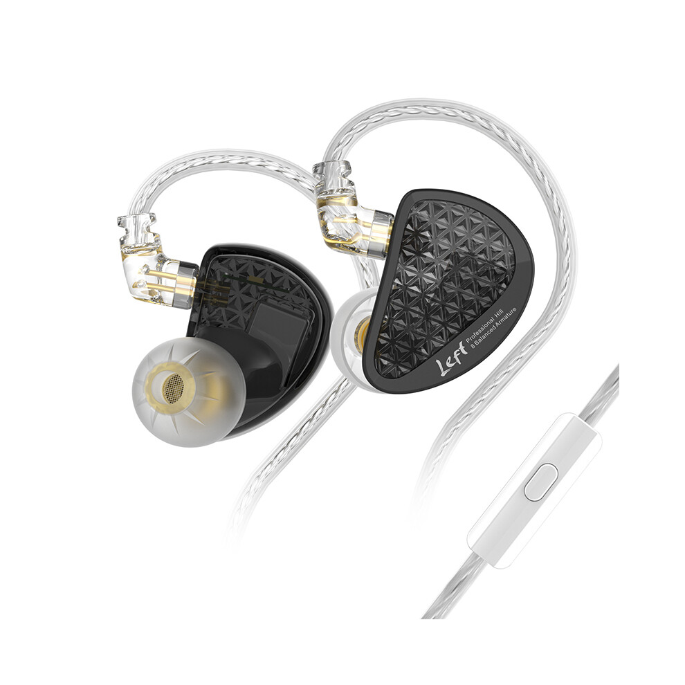 (As16pro Microphone)Kz As16 Pro In Ear Wired Headphones 16Ba Balanced Armature Hifi Bass Black 9319708998849