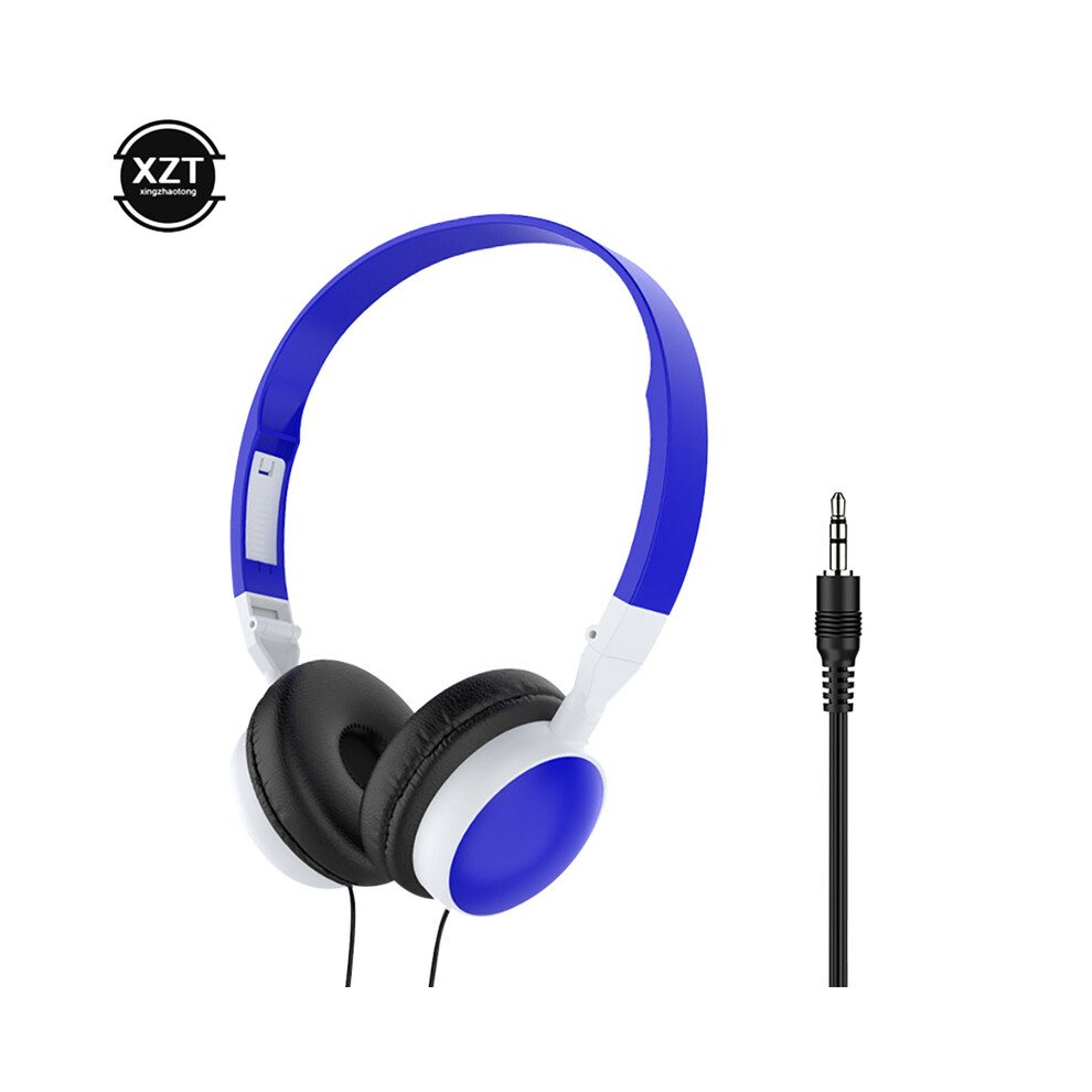 ( Blue)Wired Foldable 3.5Mm Headphone Head Mounted Headphone Headphone Headphone Dark/Blue 9319708998948