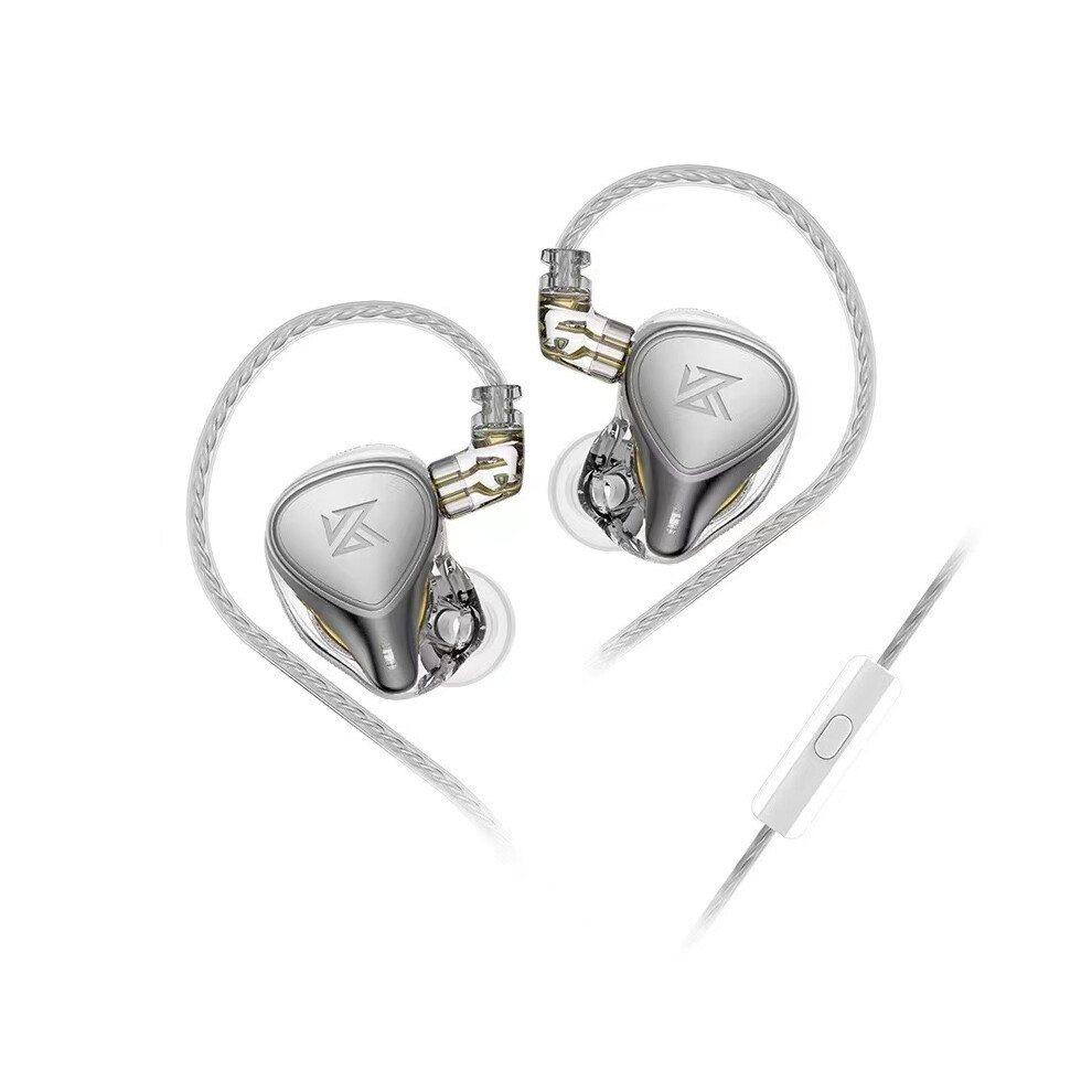 ( With Microphone)Kz Zex Pro In-Ear Hifi Headphone Electrostatic + Dynamic + Balanced Silver 9319708998399