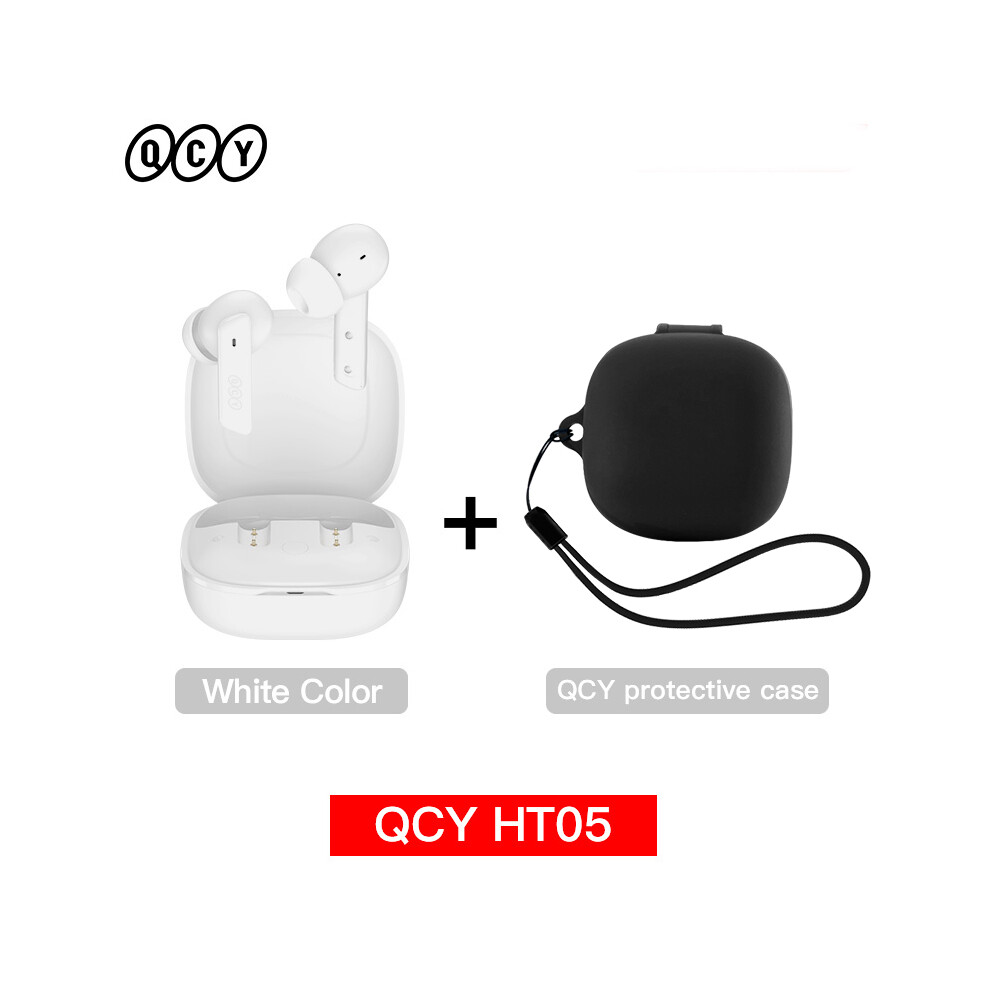 ( With Case01)Qcy Ht05 Anc Wireless Headphone 40Db Noise Canceling Bluetooth 5.2 Headphone White 9319708999877