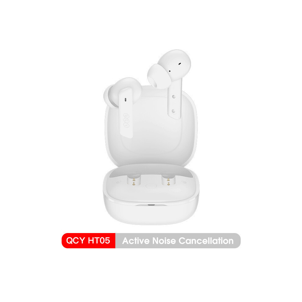 (Ht05 )Qcy Ht05 Anc Wireless Headphone 40Db Noise Canceling Bluetooth 5.2 Headphone 6 Microphone White 9319708999761