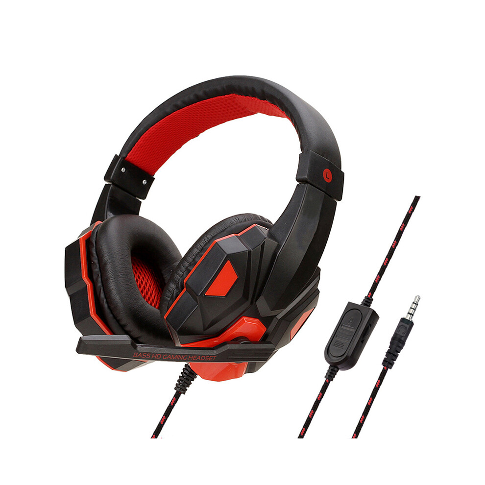 (Red) Gaming Headset 3.5Mm Wi Pc Bass Stereo Headphone For Phone Laptop Red 9319708000771