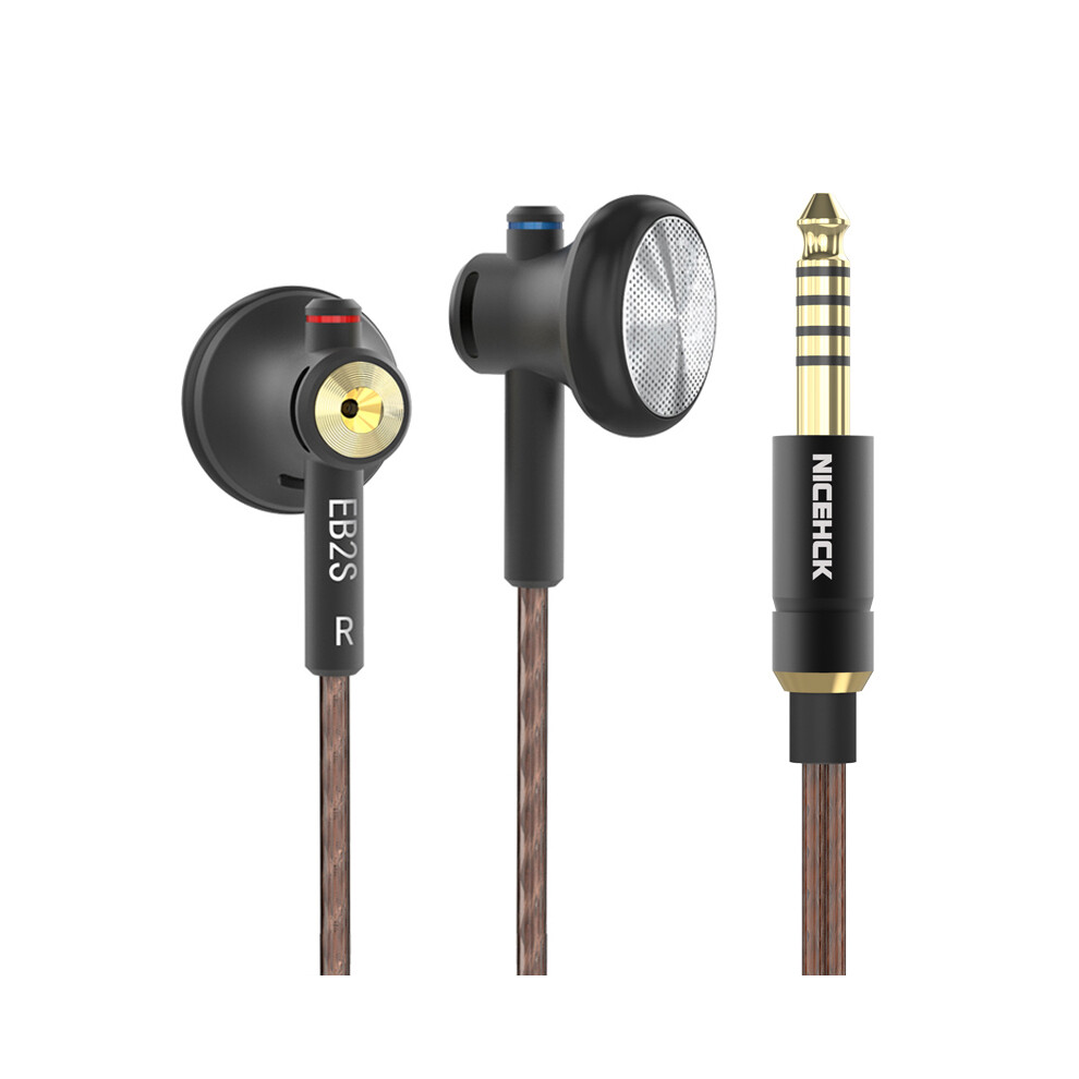 (4.4Mm Balanced )Nicehck Eb2s 3.5Mm 4.4Mm Metal Cnc Hifi Earphone 15.4Mm Lcp Black 9319708001105