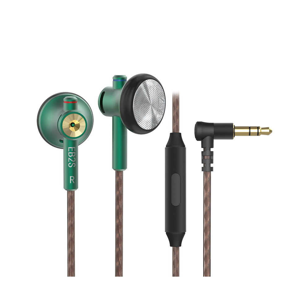 (3.5Mm Mic)Nicehck Eb2s 3.5Mm 4.4Mm Metal Cnc Hifi Earphone 15.4Mm Lcp Dynamic Green 9319708001143