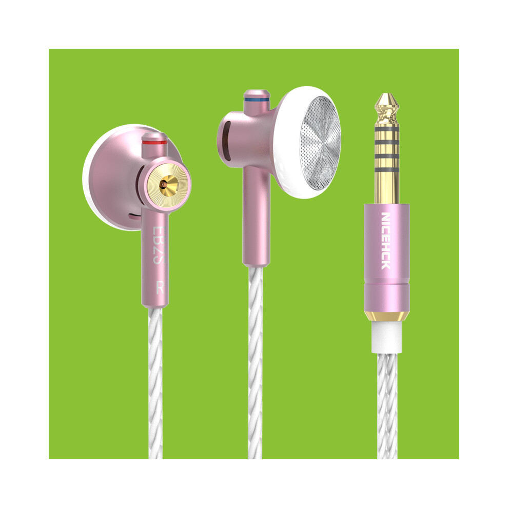 (4.4Mm Balanced )Nicehck Eb2s 3.5Mm 4.4Mm Metal Cnc Hifi Earphone Pink 9319708001099