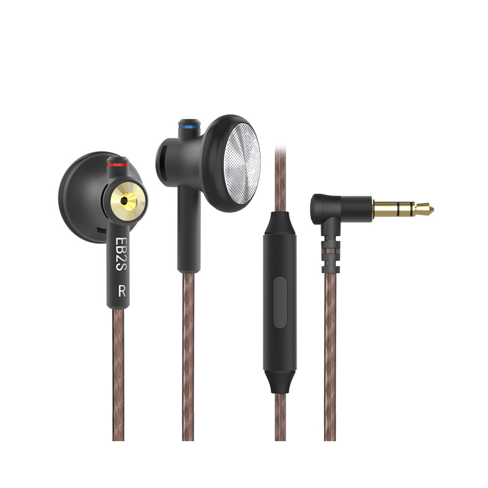 (3.5Mm Mic)Nicehck Eb2s 3.5Mm 4.4Mm Metal Cnc Hifi Earphone 15.4Mm Lcp Dynamic Black 9319708001150