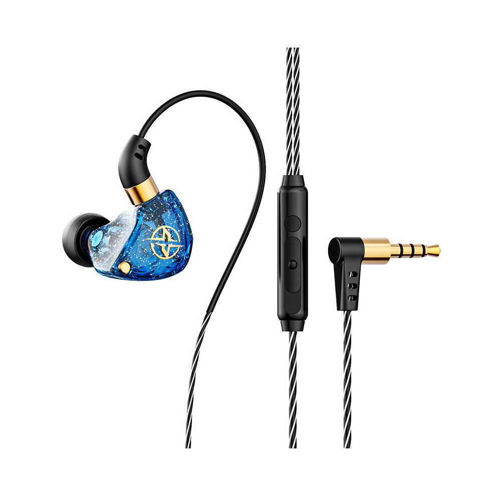 (Blue)X6 Wired Hifi Headphone In-Ear Bass Headphone With Mic Dynamic Music Monitor Earbuds Blue 9319708001297