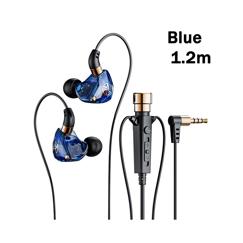 ( 1.2M)Kt02 Hifi Wired Headphones With Microphone Noise Canceling Dynamic Earbuds Blue 9319708002355