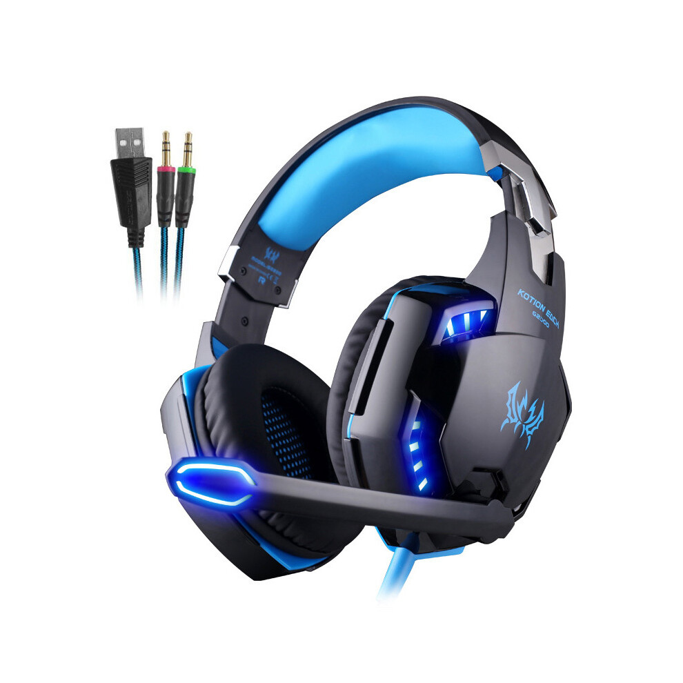 (G2000 )Kotion Each Gaming Headset Casque Deep Bass Stereo Gaming Headset With Mic Led Blue/Light 9319708003239