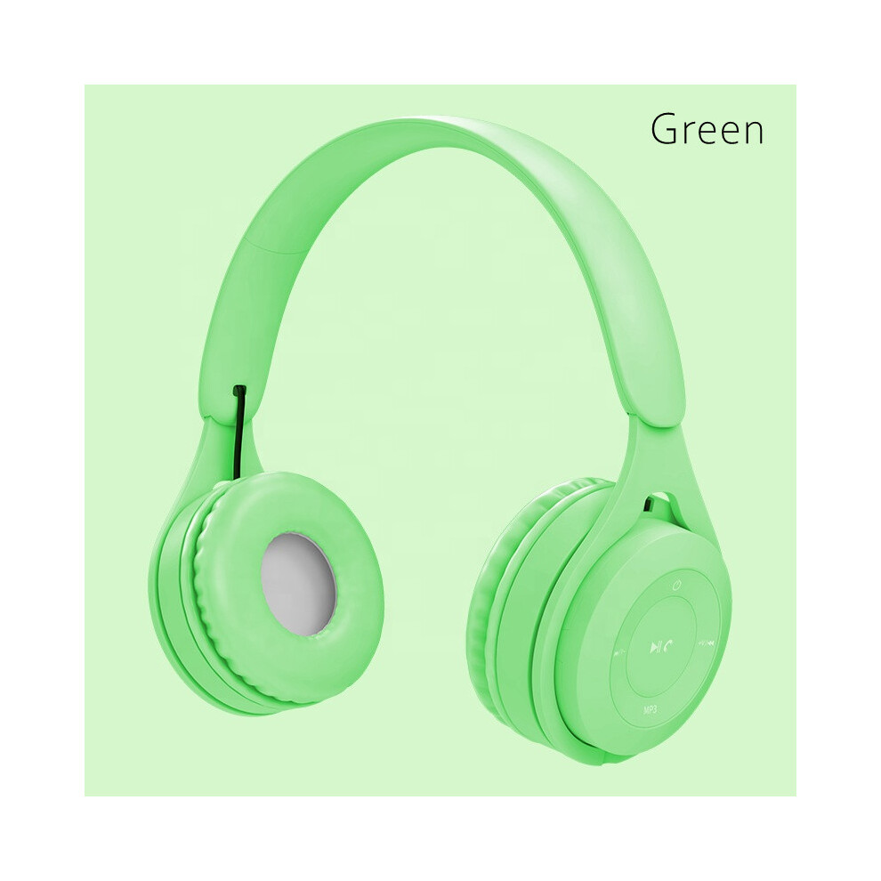 (Green)Macaron Headphones Kids Wireless Bluetooth Headphone Stereo Headphone Gaming Headset With Microphone Green 9319708004007
