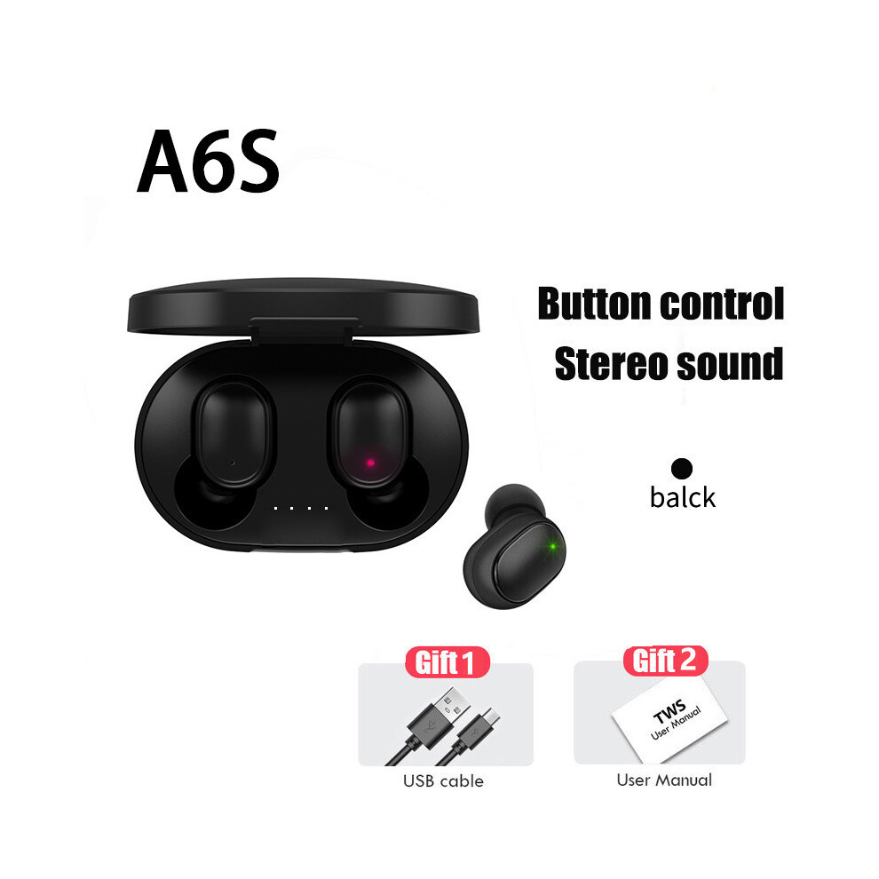 (Black)Tws Bluetooth Earphones Wireless Headphones Stereo Noise Canceling Headphones With Mic Black 9319708004076