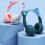 (GRIGIO) Auricolare Bluetooth con orecchie di gatto e LED, compatibile con cuffie wireless per bambini 2