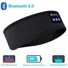 Auriculares inalámbricos para dormir (negros) con Bluetooth 5.1, deportivos, bandana elástica y antifaz.