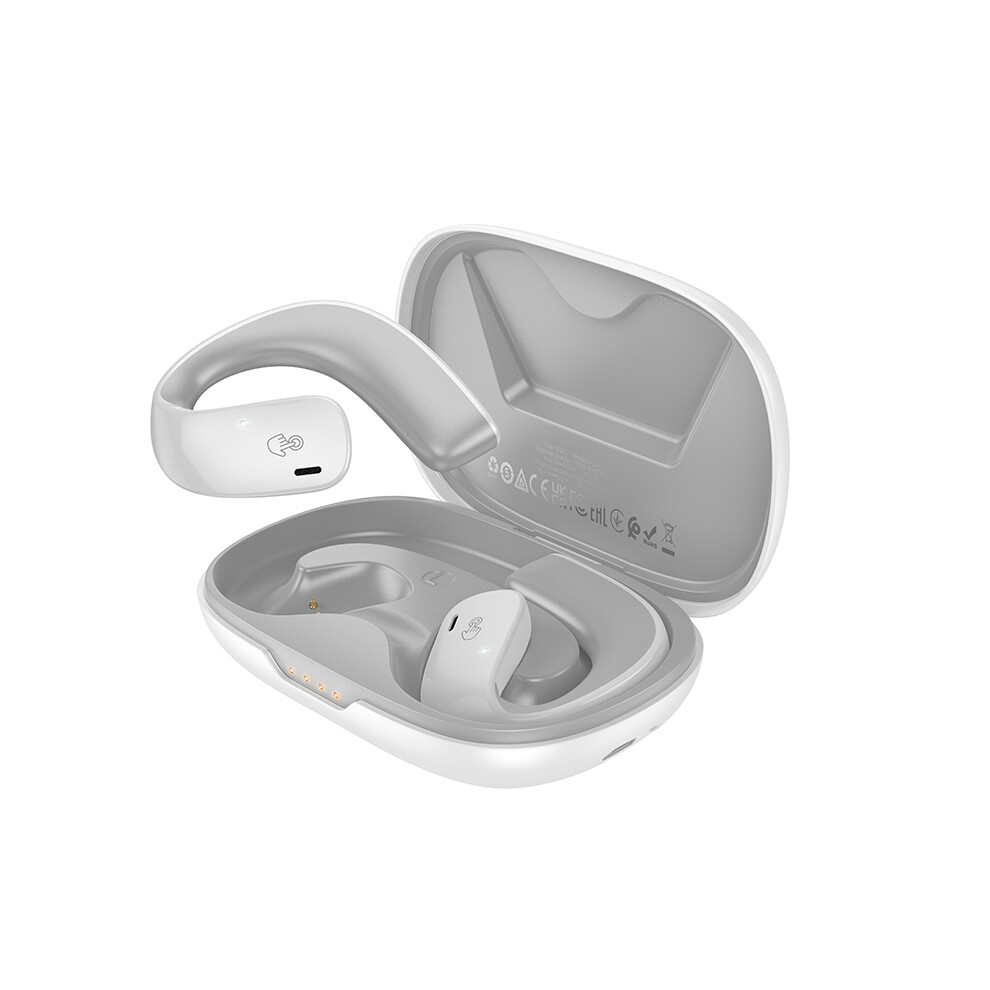 (White)Hoco Eq4 Full Open Air Conduction True Wireless Bluetooth 5.3 In-Ear Headphone Hifi Stereo Touch White 9319708004564