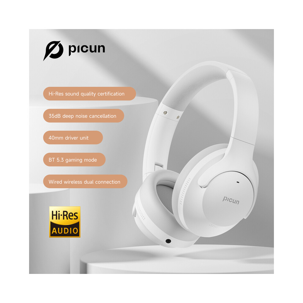 (Anc-05 ) Picun Anc-05 Active Noise Canceling Headphones With Enc Technology, Wireless White 9319708005844