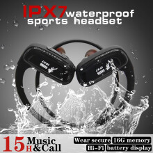 (Negro) Auriculares de natación Cyboris resistentes al agua con reproductor MP3 de 16 GB y Bluetooth,