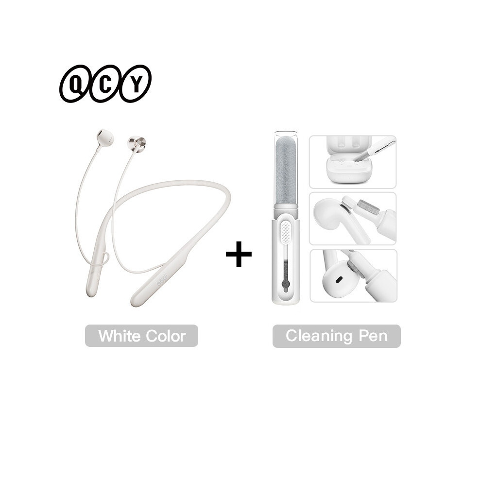 (C1white With Pen)Qcy C1 C2 Wireless Headphone Bluetooth 5.2 Magnetic Neckband Headphone 9319708006438