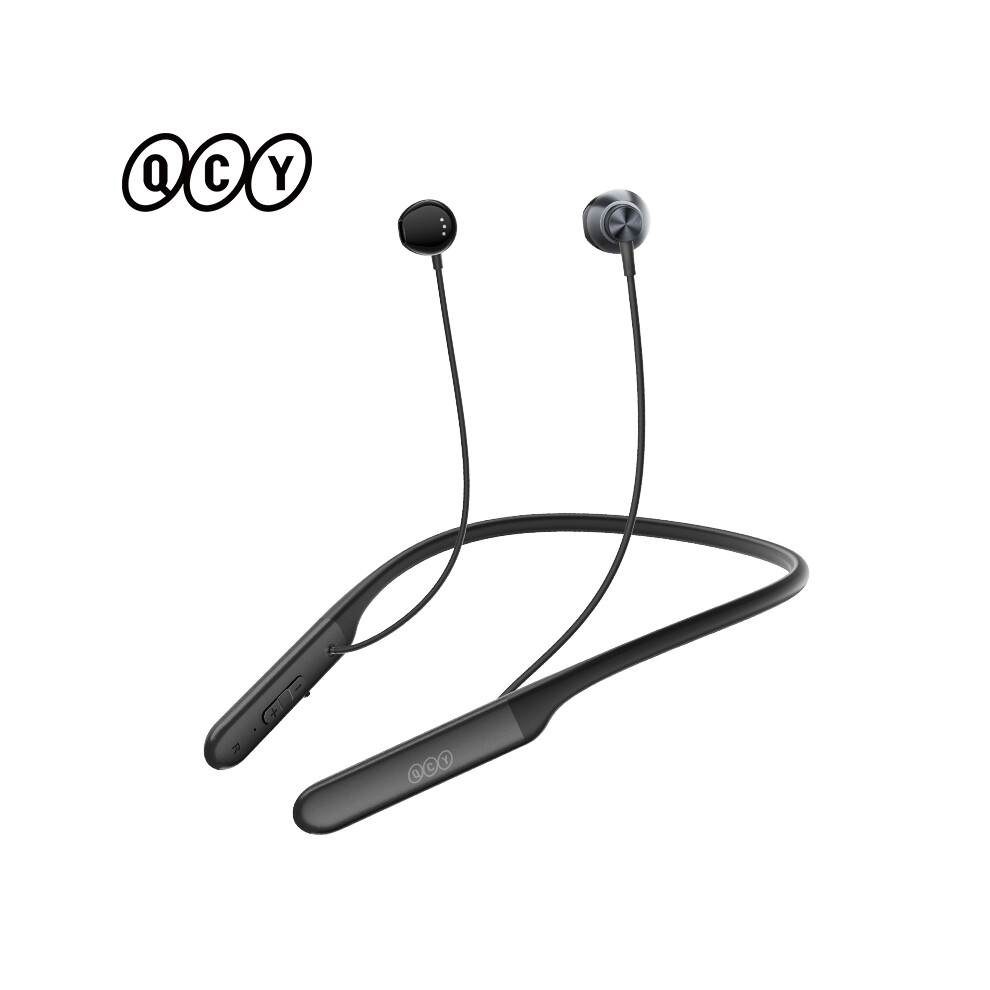 (C1 )Qcy C1 C2 Wireless Headphone Bluetooth 5.2 Magnetic Neckband Headphone 50H Long Black 9319708006469
