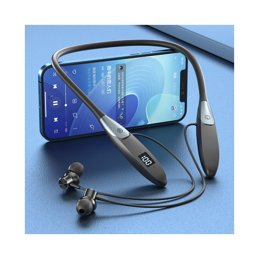 (Black) 60 Hours Playback Wireless Headphones Bluetooth Headphones Neckband 5.3 Bass Headphones With Black 9319708006797