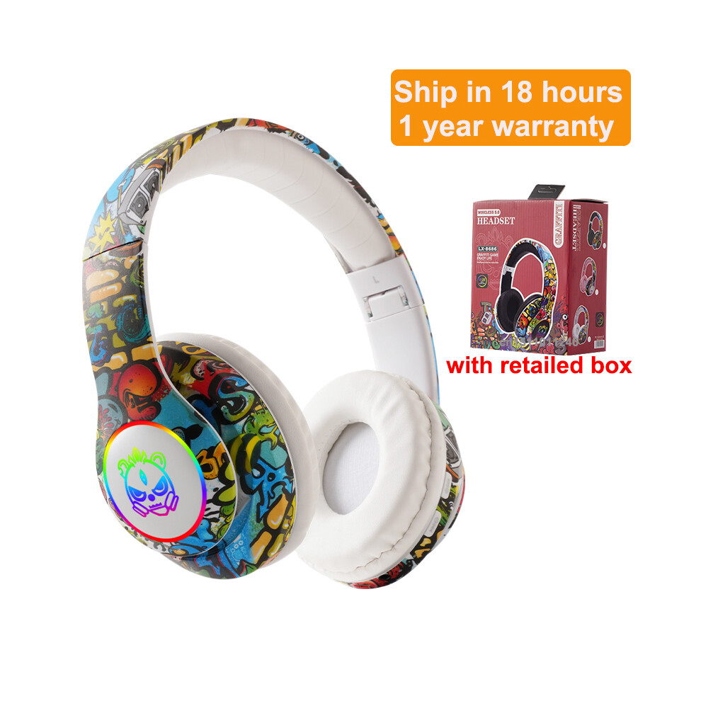 ( With Box) Wireless Headphones Flash Kids Earphones With Microphone Bluetooth White/Light 9319708007060