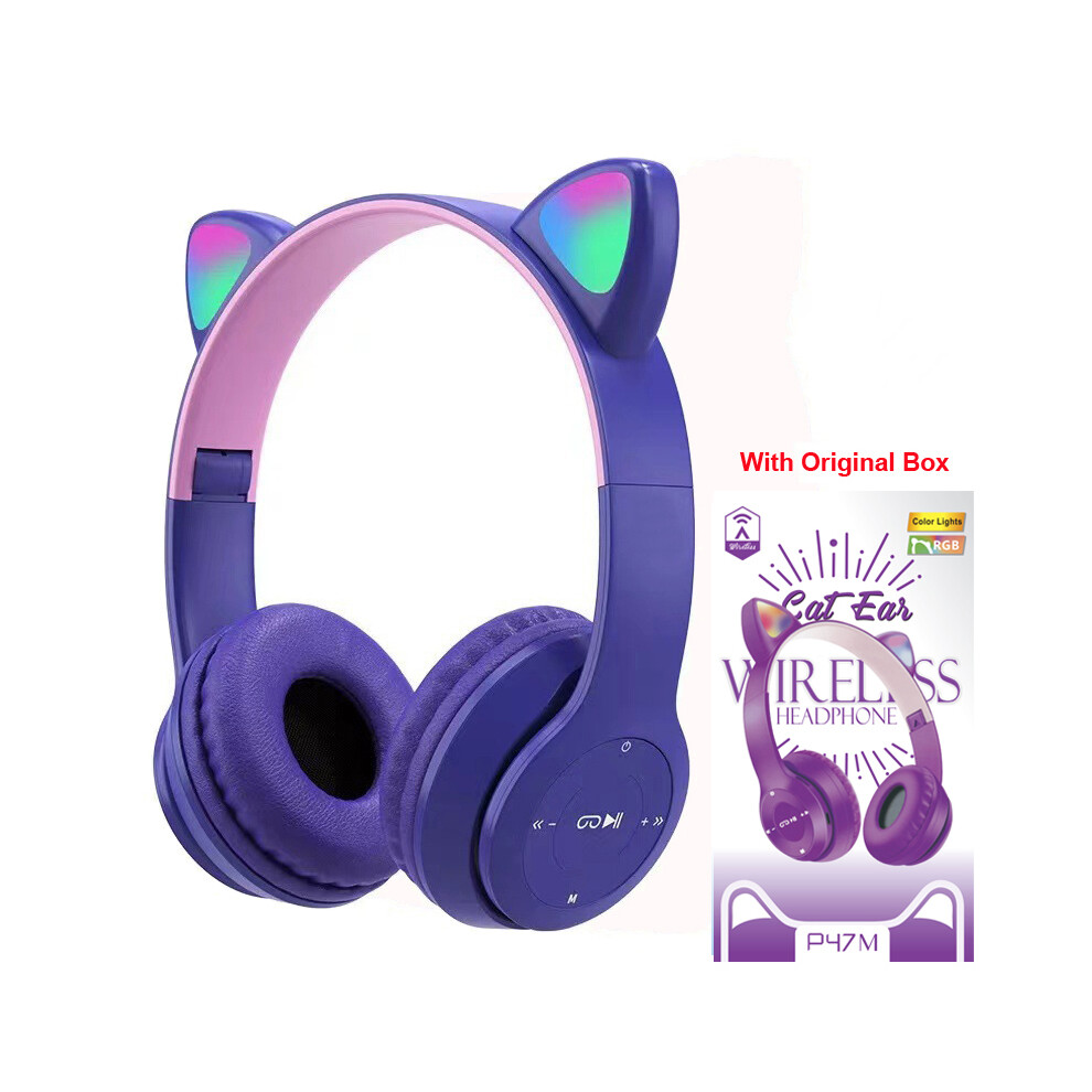 (Type 2 ) Wireless Headphones Flash Children's Earphones With Microphone Bluetooth Headphones Purple/Light 9319708007091