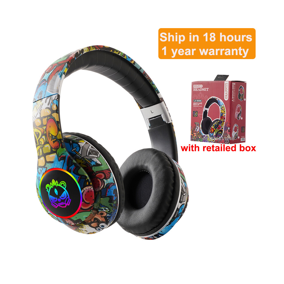 ( With Box) Wireless Headphones Flash Kids Earphones With Microphone Bluetooth Black/Light 9319708007114