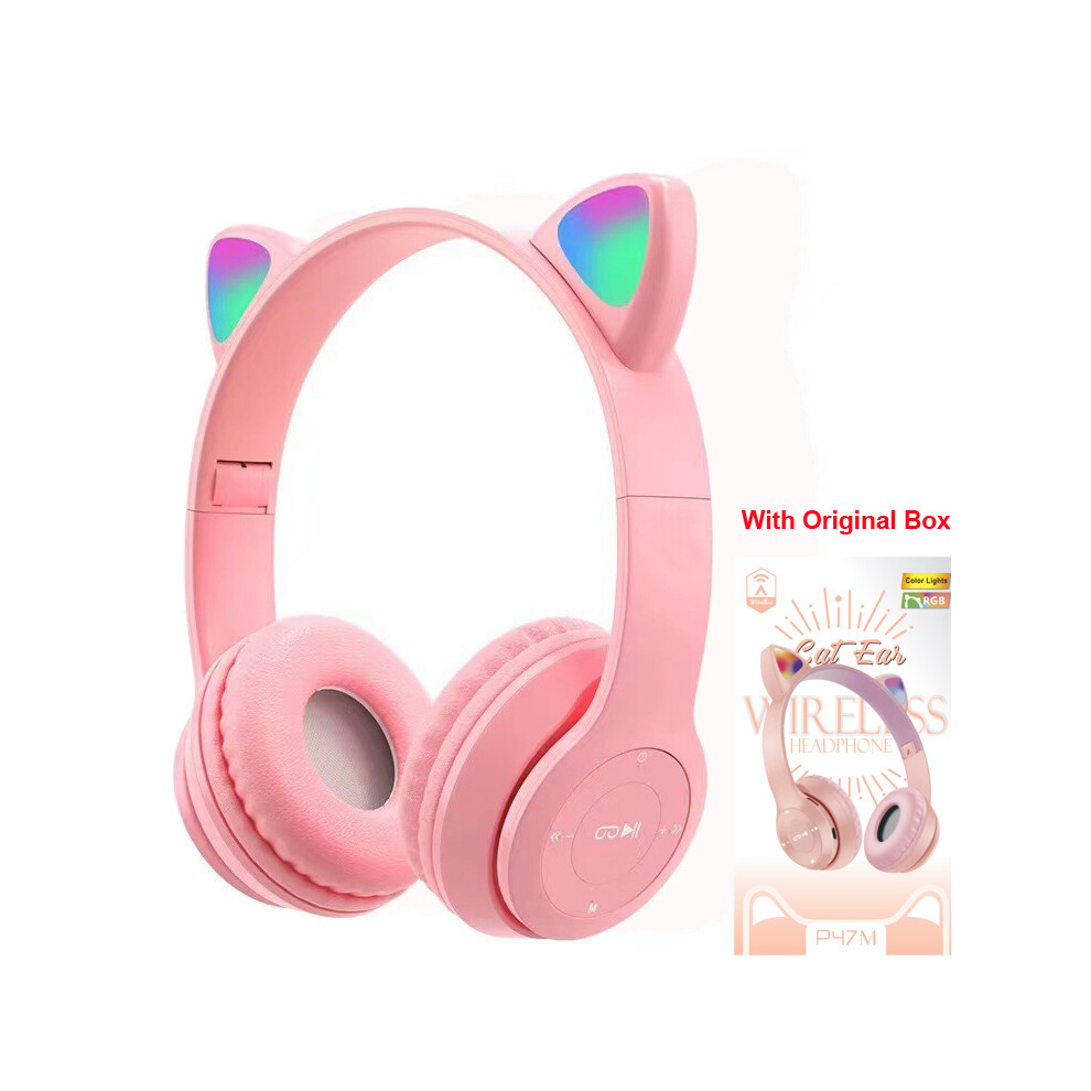 (Type 2 ) Wireless Headphones Flash Children's Earphones With Microphone Bluetooth Headphones Pink/Light 9319708007138