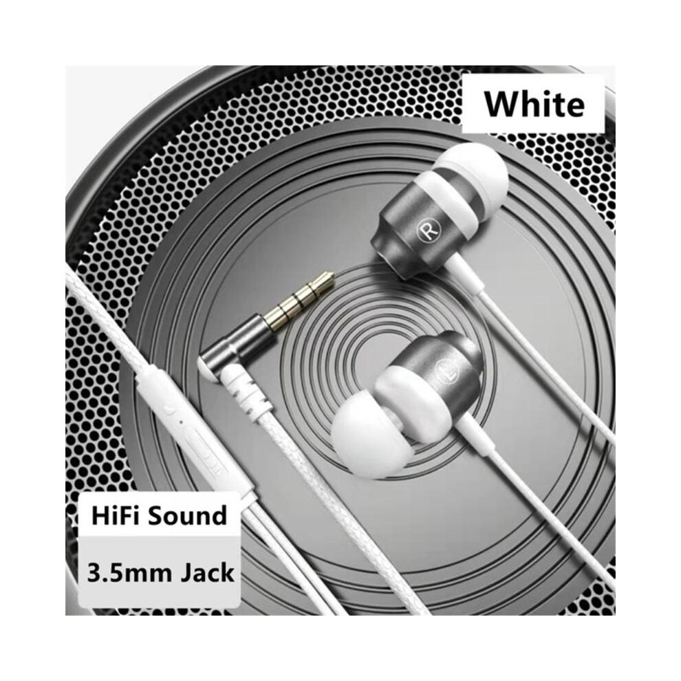( 3.5Mm) Wired Headphones Hifi Bass Stereo Music Noise Canceling Headphones With Microphone White 9319708007916