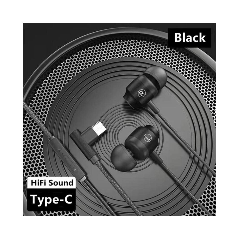 ( Type-C) Wired Headphone Hifi Bass Stereo Music Noise Canceling Headphone With Microphone Black 9319708007930