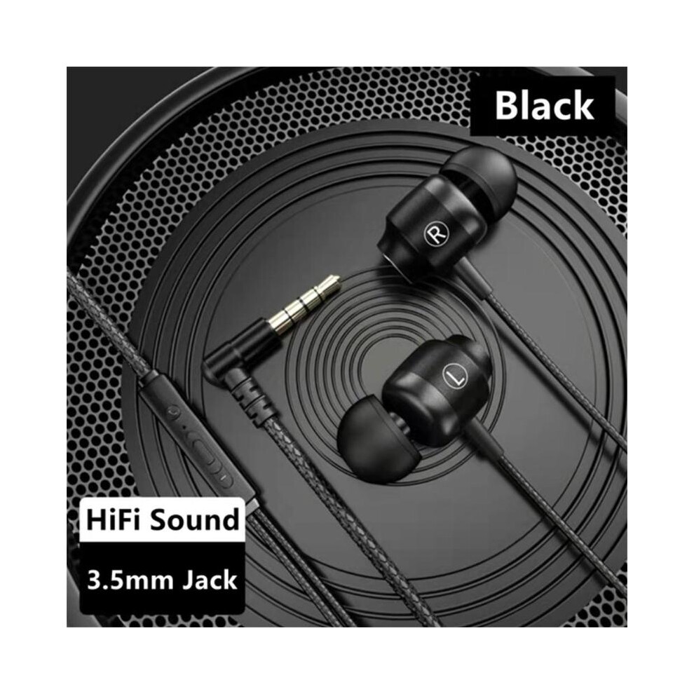 ( 3.5Mm) Wired Headphones Hifi Bass Stereo Music Noise Canceling Headphones With Microphone Black 9319708007923