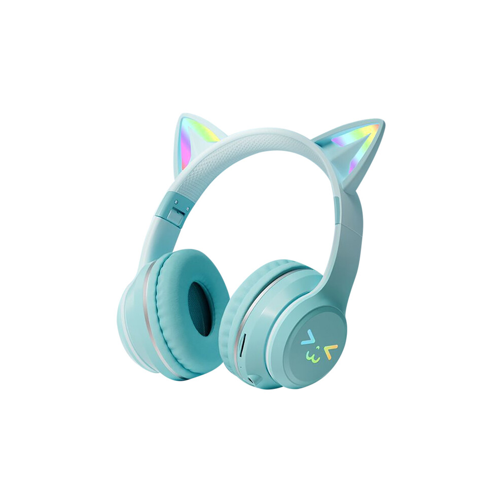(Green)Gradient Wireless Headphone RGB Cute Cat Ear Bluetooth Headphone with Microphone Stereo-image-OPC-PH7YCXT-NEW