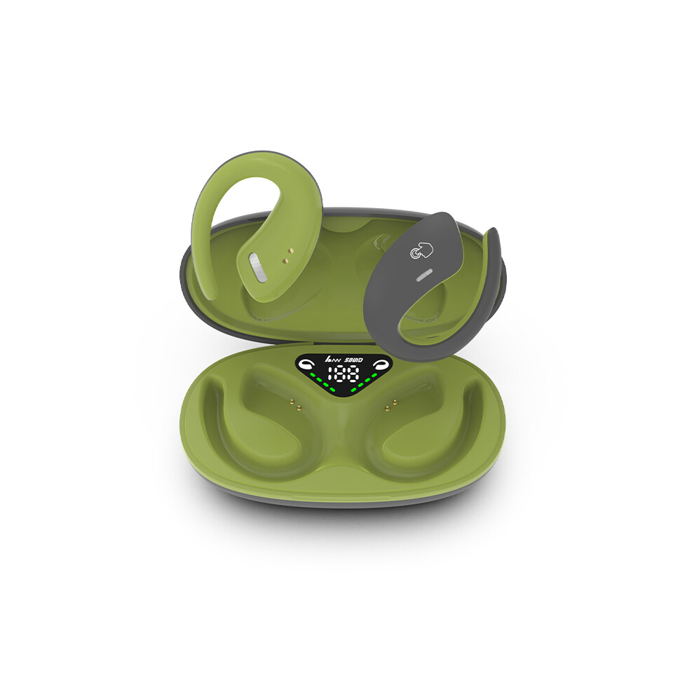 (Green)Bone Conduction Sports Bluetooth Earphones Tws Wireless Headphones Ipx5 Waterproof Earbuds Green 9319708009019