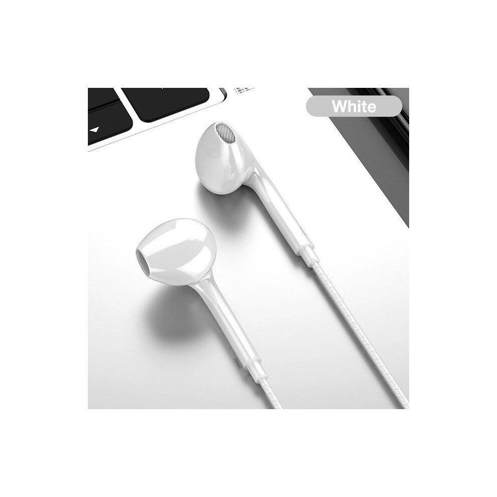 (White) 1.2M Wired Headphone Stereo Bass In Ear 3.5Mm Wired Headphone With Microphone White 9319708008296