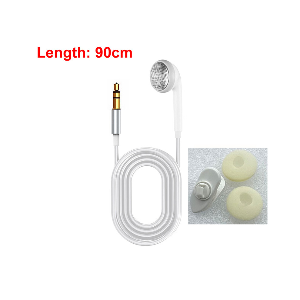 ( (90Cm)3.5Mm High-End Single Sided Mono Headphone Monophonic Wired Headset White 9319708010510