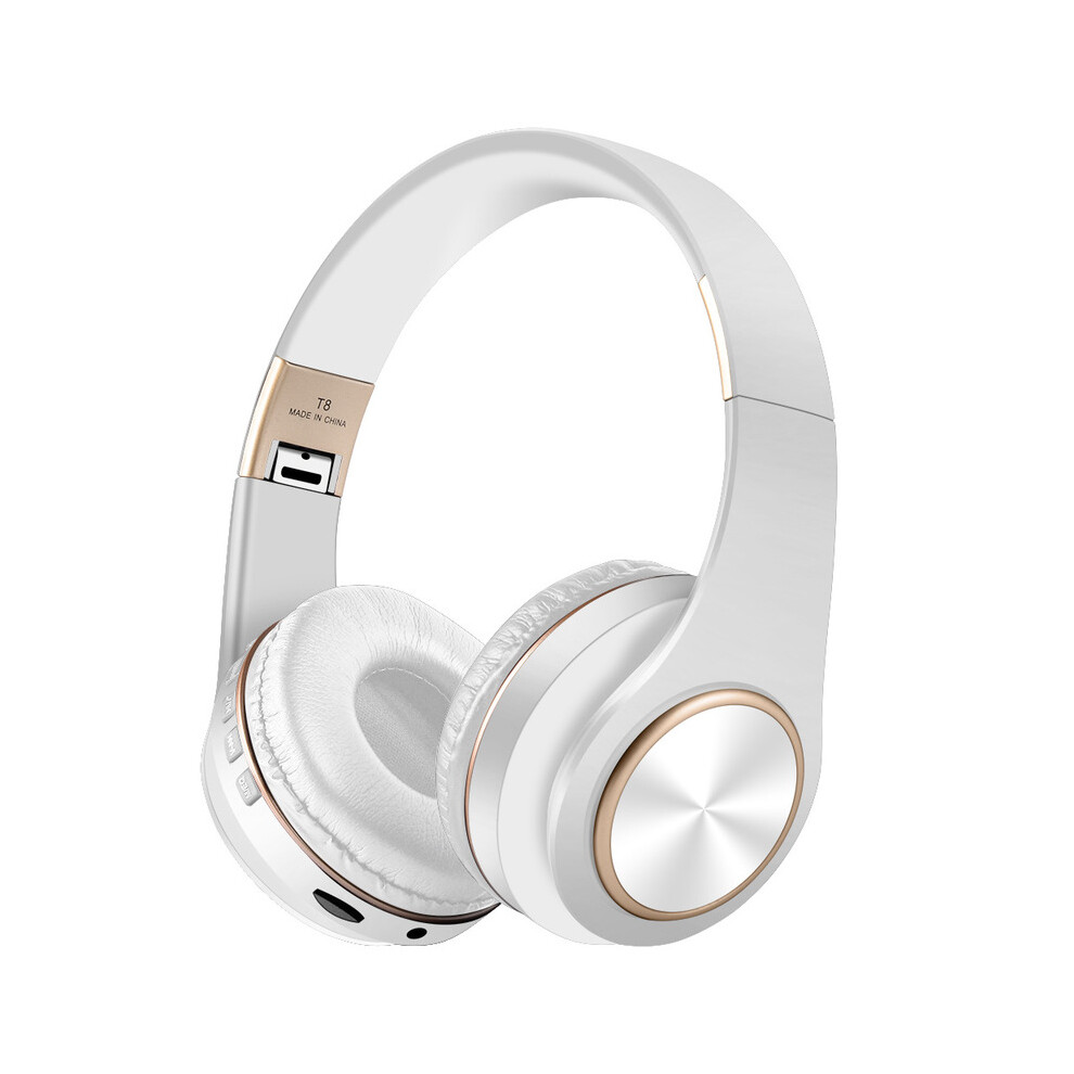 (White) T8 Noise Canceling Headphones Bluetooth Gaming Headset Bluetooth Earbuds Foldable White 9319708010329
