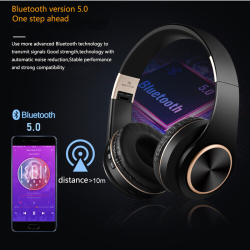 (Blue)T8 Noise Canceling Headphones Bluetooth Gaming Headset Bluetooth Earbuds Foldable 2