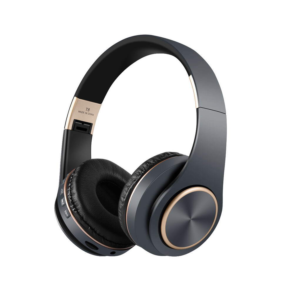 (Grey)T8 Noise Canceling Headphones Bluetooth Gaming Headset Bluetooth Earbuds Foldable Grey 9319708010367