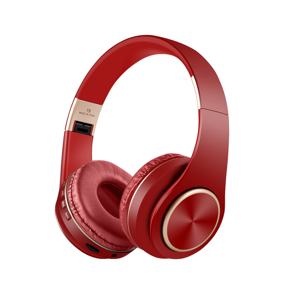 (Red)T8 Noise Canceling Headphones Bluetooth Gaming Headset Bluetooth Earbuds Foldable Red 9319708010350
