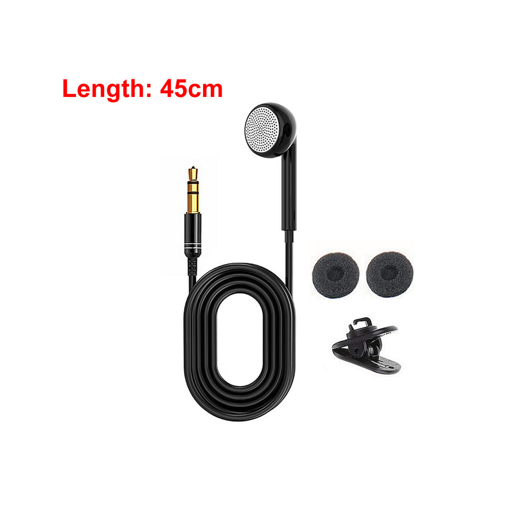 ( (45Cm) 3.5Mm Premium Single Sided Mono Headphone Monophonic Wired Headset Black 9319708010503