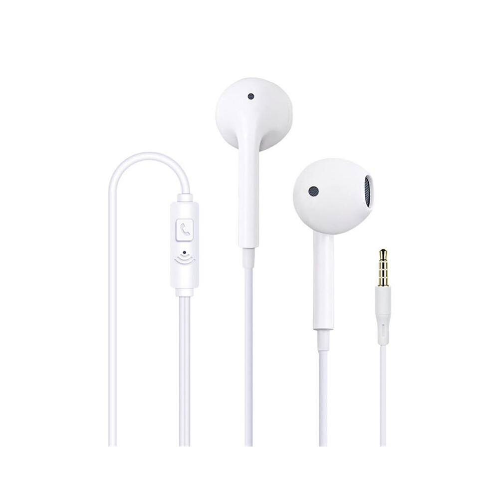 (White)Universal 3.5Mm Wired Headphone With Mic Handsfree Calls Subwoofer White 9319708011258