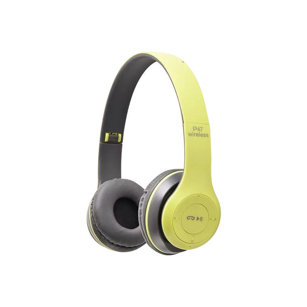 (Green)Stereo P47 Wireless Headphones Bluetooth 5.0 Earbuds Foldable Bass Helmet Support Green 9319708012996