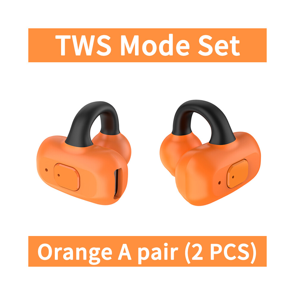 (Tws 2 Pcs) Ear Clip Wireless Headphone Hifi Heavy Bass Surround Stereo Sound Tws Bluetooth 5.3 Orange 9319708012606