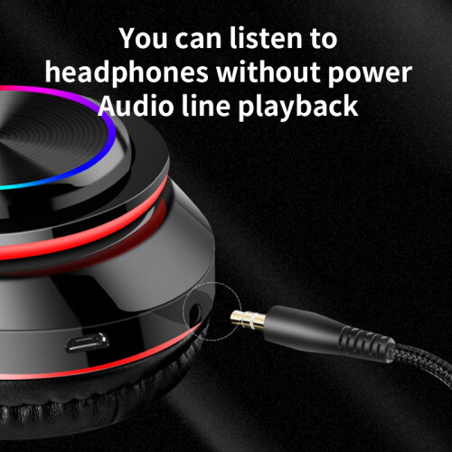(WHITE)Headset Wireless Bluetooth Headset Colorful Luminous Card Insertion Game 2