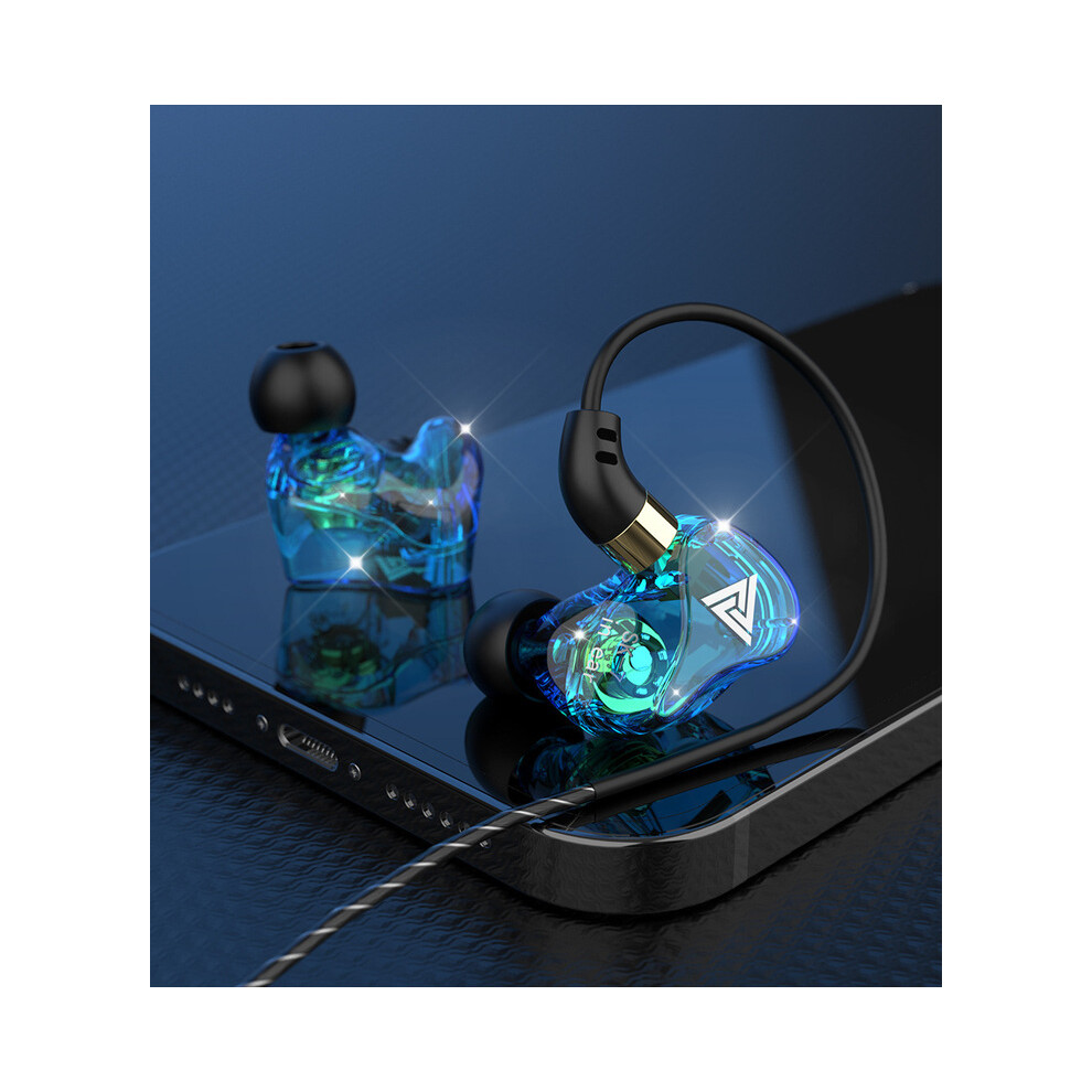 (Blue)Qkz Sk7 Wired Headphones Hifi Headphone With Mic Bass Stereo Earbuds Sport Blue 9319708013344