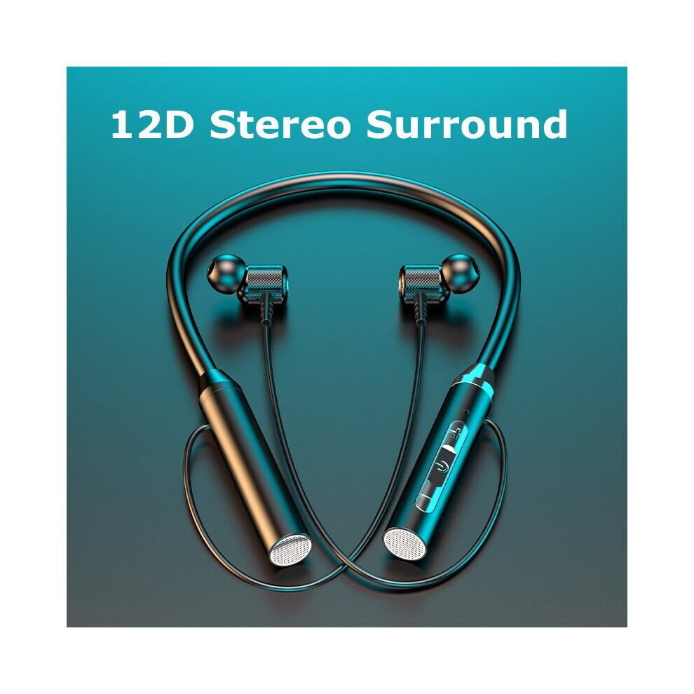 (Black)Wireless Headphone Bluetooth 5.0 Neckband Headphone Silicone Hifi 9D Stereo Sports Headphone Black 9319708013375