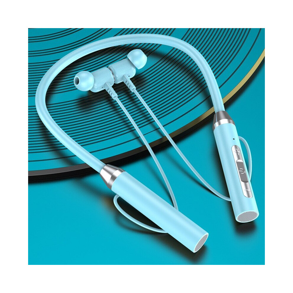 (Blue) Wireless Headphone Tooth 5.0 Neckband Headphone Silicone Hifi 9D Stereo Sports Headphone Blue 9319708013382