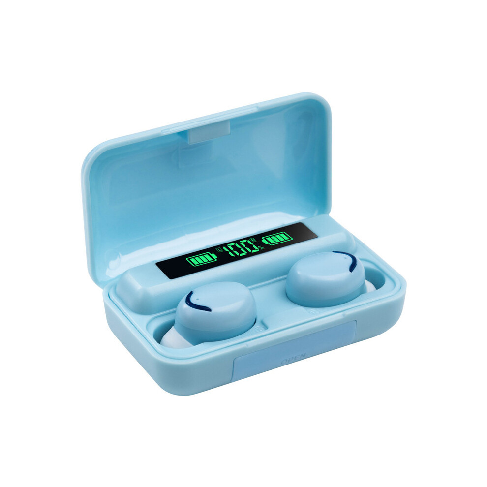 (Blue)F9 Wireless Earbuds With 1200Mah Digital Display Charging Case Wireless Headphones, Blue 9319708014242
